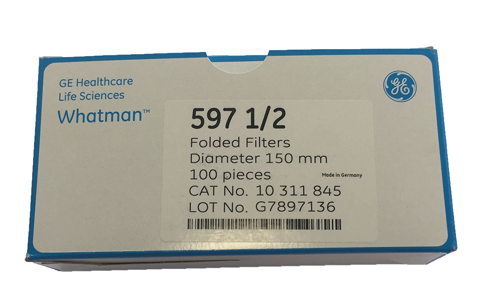 l13500302_faltenfilter_wathmann_597-5 FALTENFILTERPAPIER Sorte 597 ½ ø150mm 1 VE = 100 Stück